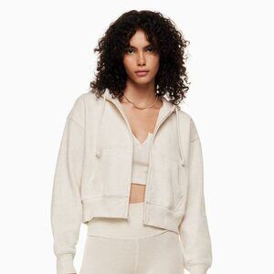 TNA Cozy Sweatfleece Boyfriend Boxy Zip Hoodie - Size XS, Heather Light Oatmeal